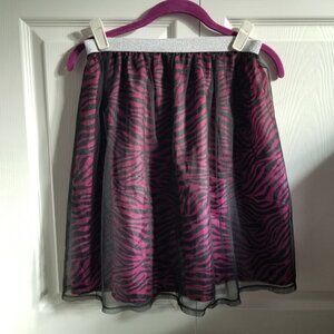 Wonder Nation Girl's Skirt L 10-12 Hot Pink Black Zebra Print Tulle Layered Scen